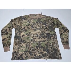 Vintage Camo Hunting XL Shirt Ace Sportswear Long Sleeve 50/50 USA Single Stitch